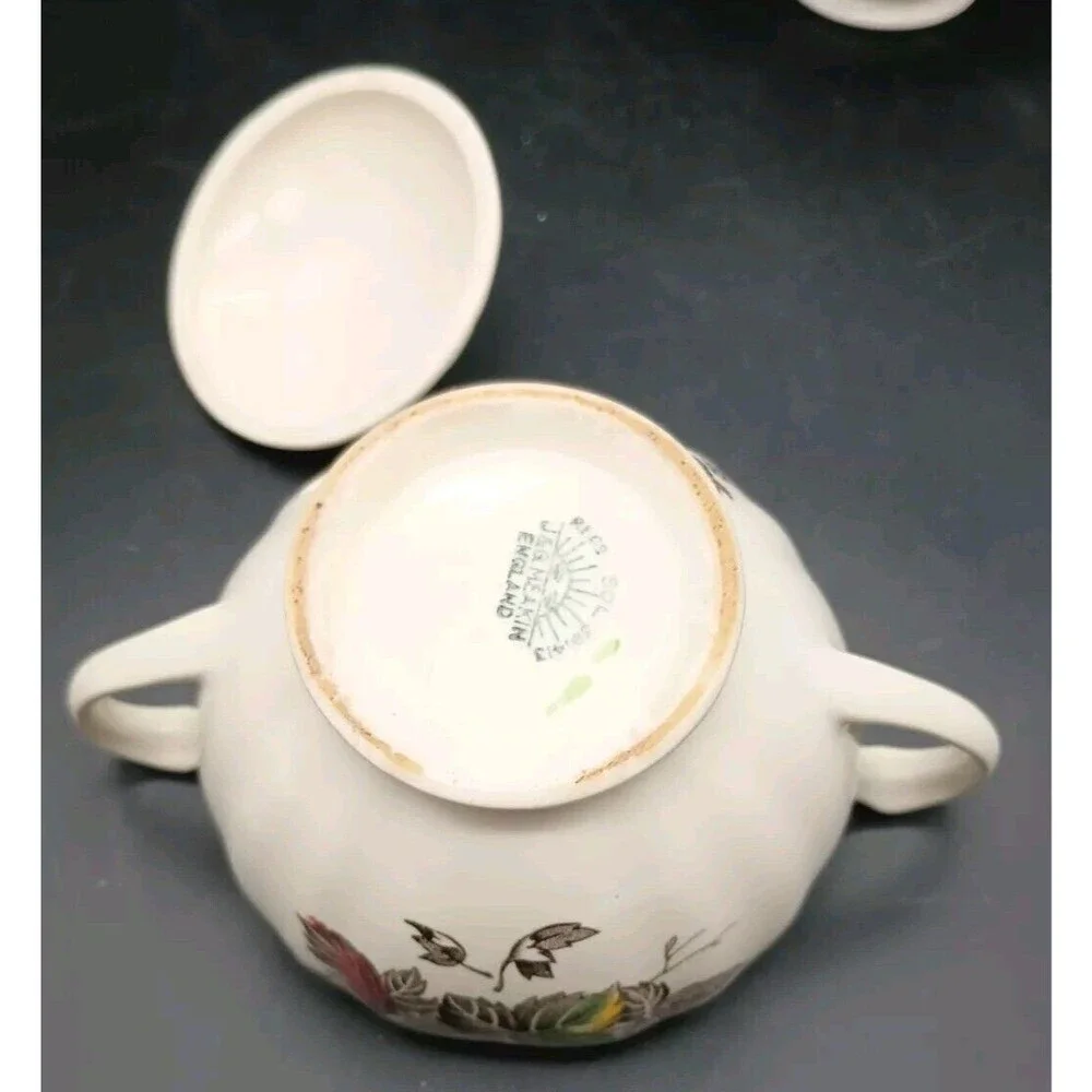 J & G Meakin Welcome Home Creamer Sugar Bowl Lid Autumn Leaves